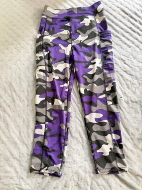 POP Fit Purple Camo Leggings with Grey & Black Accents